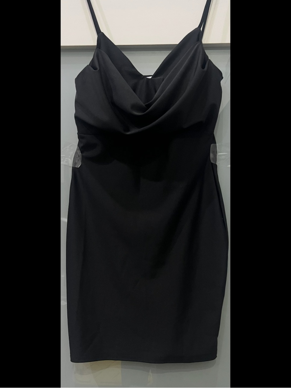 ASA Black Padded Cowl Neck Slip Dress with Spaghetti Straps Size Small